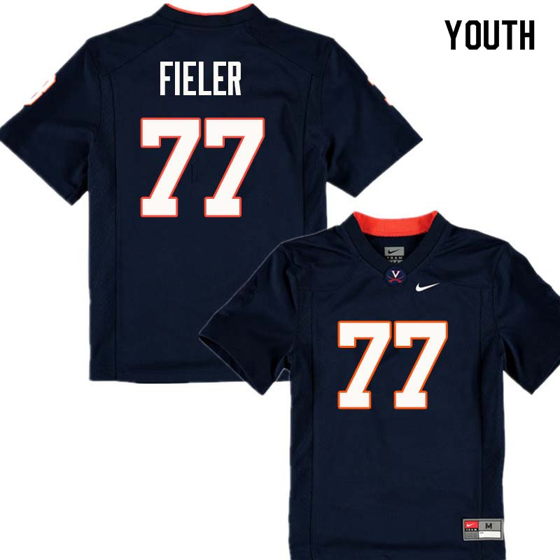 Youth #77 Jake Fieler Virginia Cavaliers College Football Jerseys Sale-Navy
